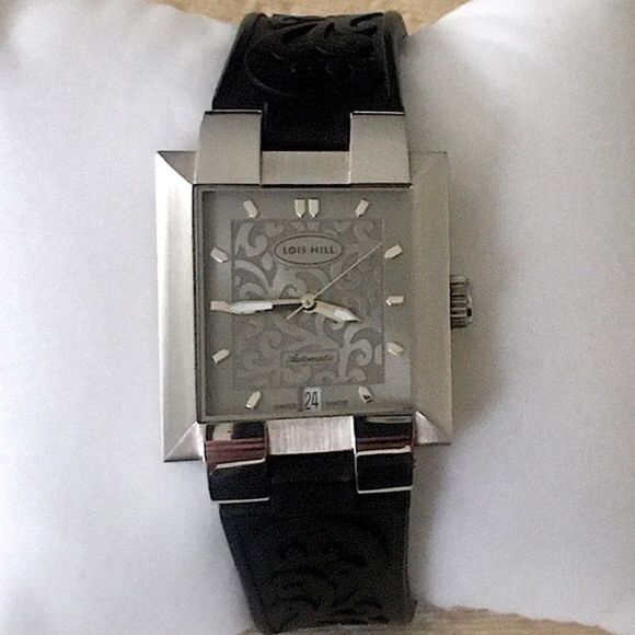 LOIS HILL Watch Automatic Grey Face Rubber Wrist Band - Picture 3 of 15